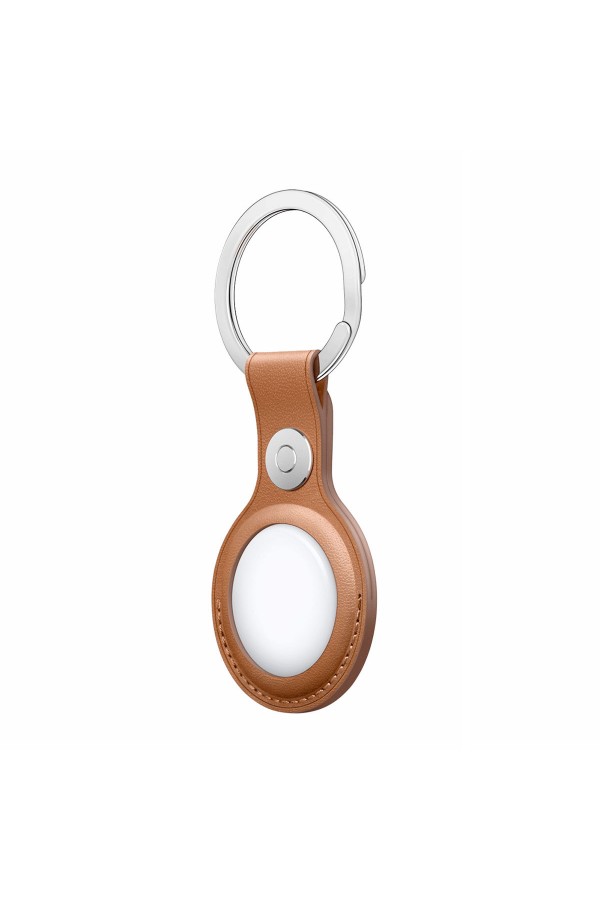 Étui de protection AirTag avec porte-clés en cuir véritable, pendentif  Airtag, caché pour Apple Air Tag (café)