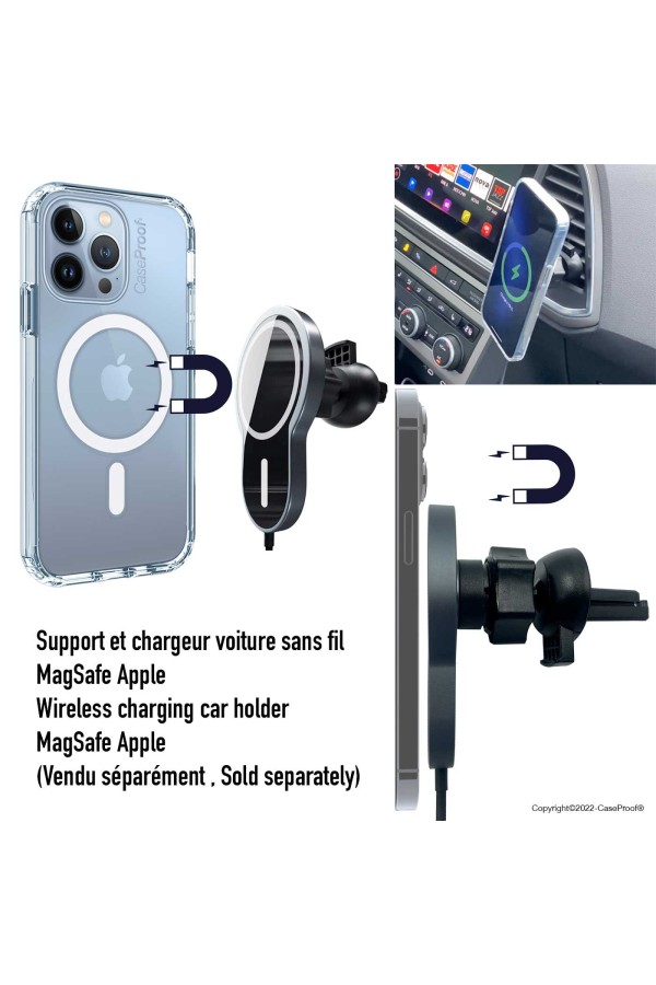 compatibles ?Support magnétique de téléphone portable pour voiture chargeur  sans fil charge rapide pour iPhone 12 13 14 11 Pro Max 8 Plus avec étui  Magsafe