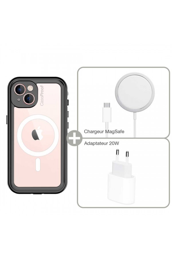 waterproof case iPhone 13 Pro magsafe and Magsafe charger + adaptator 20W