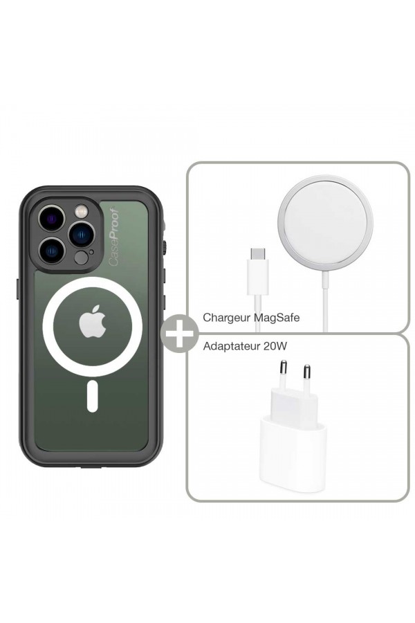 waterproof case iPhone 13 Pro magsafe and Magsafe charger and adaptator 20W